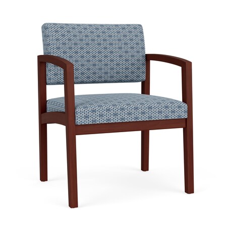 Lesro Lenox Wood Wide Guest Chair Wood Frame, Mahogany, RS Rain Song Upholstery LW1201